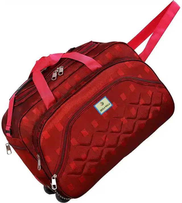 Polyester Traveling Luggage Bag with Wheels, Red,60 L