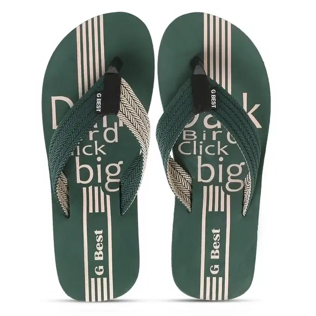 Printed Mens Flipflops & Slippers (Green, 9)