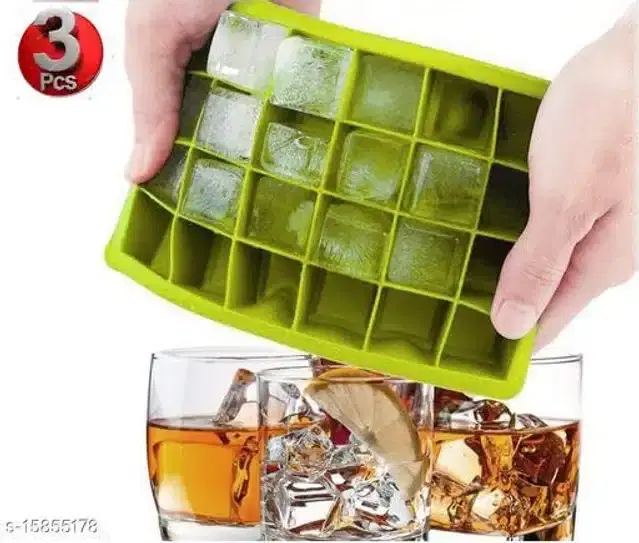 Silicone Ice Cube Maker, Green, Pack of 3