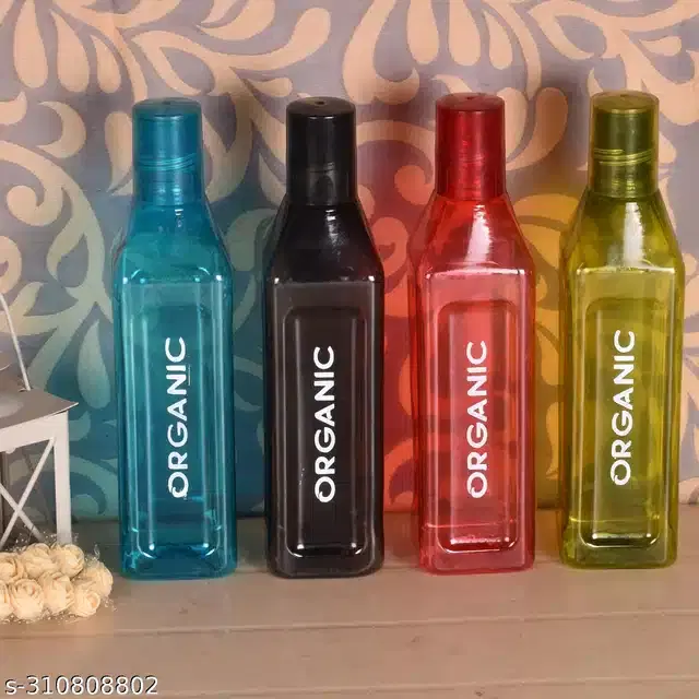 Plastic Water Bottles Set, Pack of 4, Multicolor, 500 ml