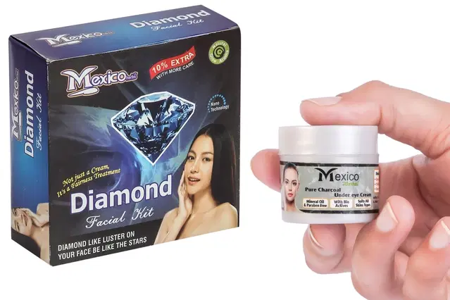 Maxico Herbs Diamond Facial Kit with Charcoal Under Eye Cream, Pack of 2