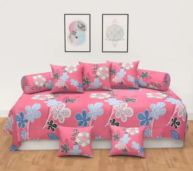 Microfiber Diwan Cover Set, Pink, Pack of 8
