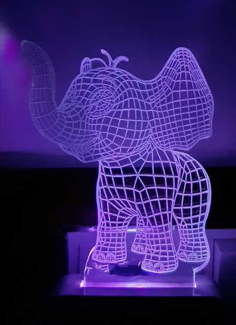 7 Colors Changing 3D LED Night Lamp with Plug for Home & office, Small Size, Ms-093