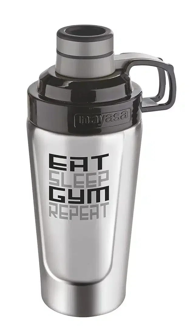 Gym Shaker Bottle for Men & Women, Grey & Silver, 900 ml