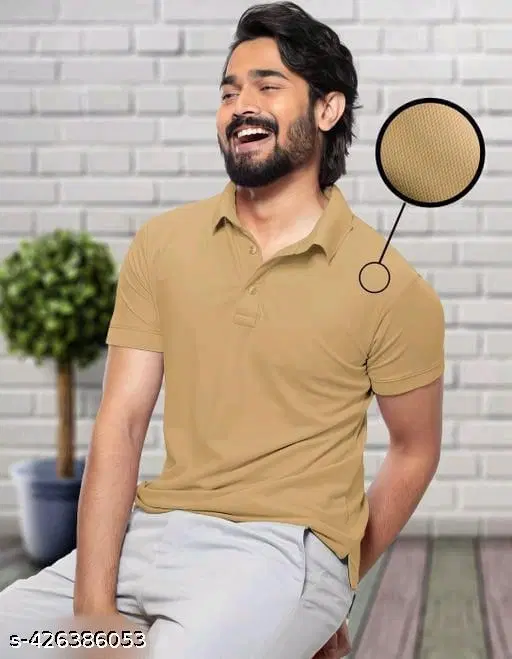 Cotton Blend Printed T-shirt For Men, Yellow (XL)