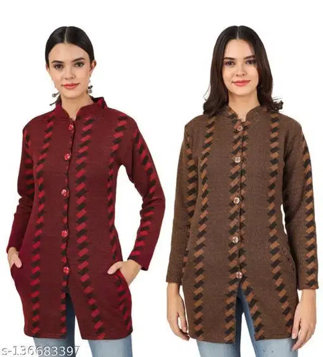 Woolen Sweater for Women, Pack of 2 (Multicolor, L)