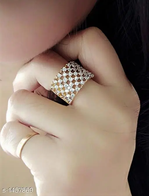 Designer Finger Ring for Women (Silver, Free Size)