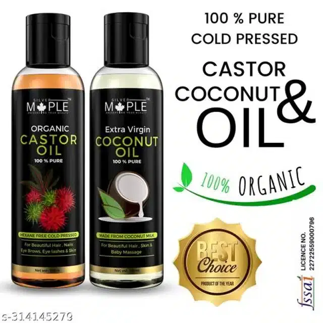 Silver Maple Herbal Castor with Coconut Oil, 100 ml, Pack of 2
