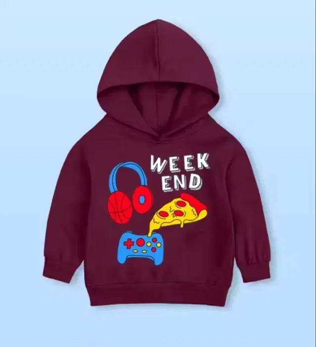 Light Fleece Printed Hoodie for Kids, Maroon (2-4 Years)