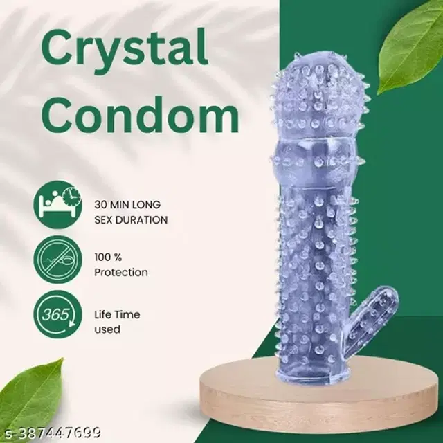 Crystal Dotted Reusable Condom for Men, Transparent