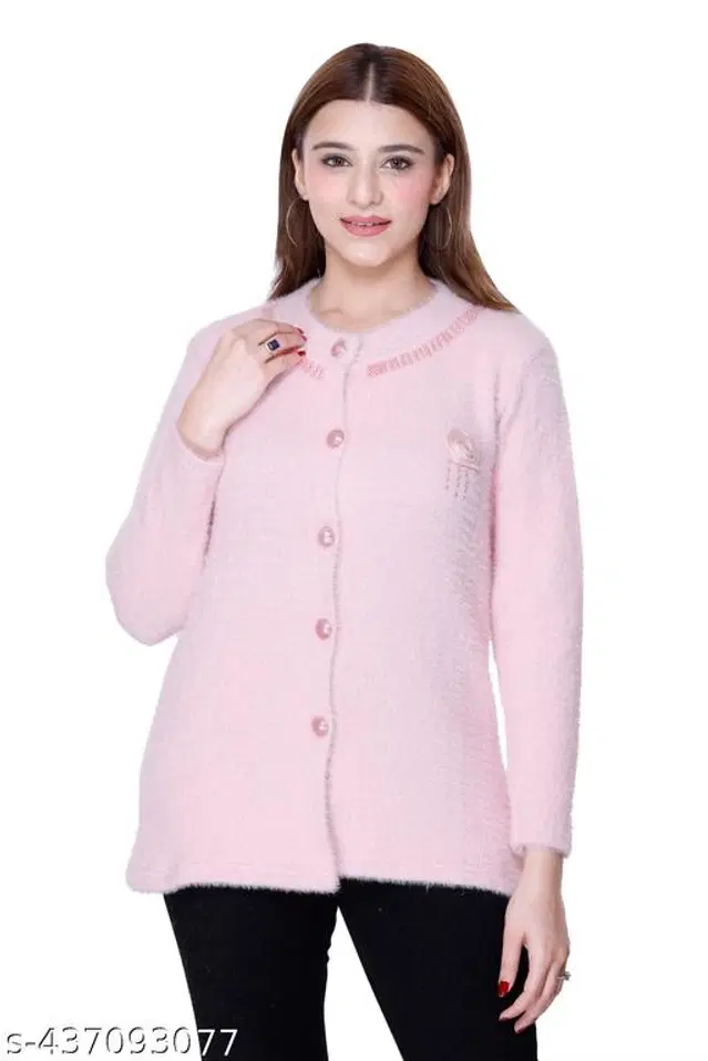 Woolen Sweaters for Women (Pink, S)