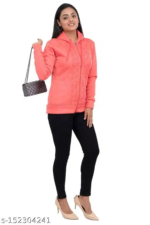 Polyester Sweater for Women (Peach, M)