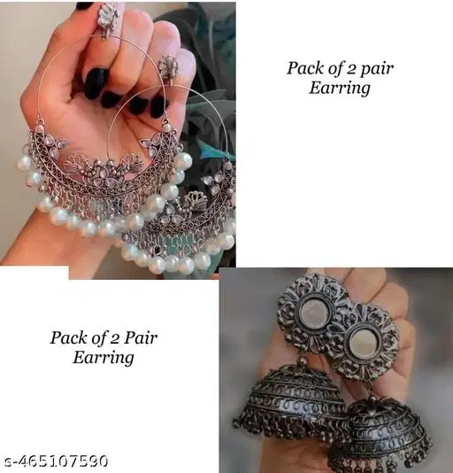 latest Oxidised Jhumka Earrings, Combo earring, jhumka earring