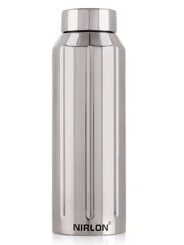 Nirlon Stainless Steel Single Wall Water Bottle, Silver, 1000 ml