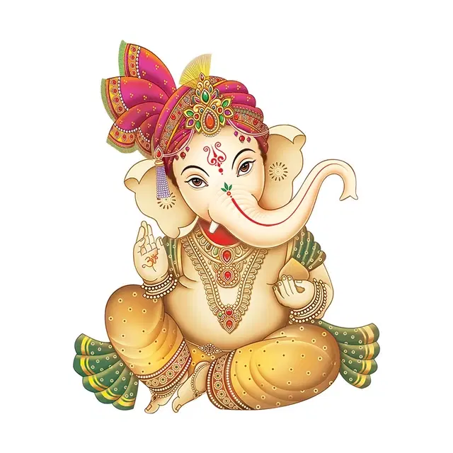 Ethnic Ganesha Multicolour Self Adhesive Wall Sticker