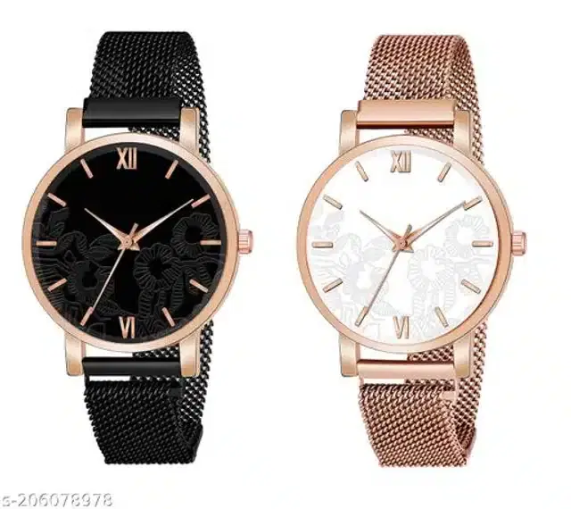 Analog Watch for Women, Pack of 2 (Multicolor)