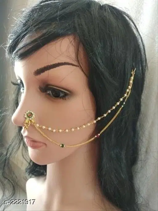 Alloy Gold Plated Nosepins for Women (Multicolor, Free Size)
