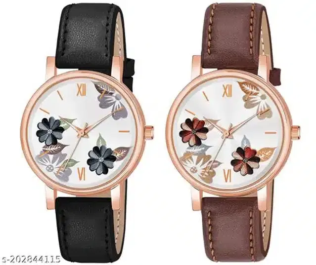 Analog Watch for Women, Pack of 2 (Multicolor)