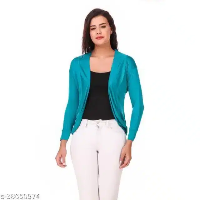 Shrugs for Women (Aqua Blue, L)