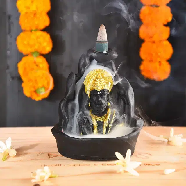 Lord Hanuman Fountain Diffuser, Black, 4 inches