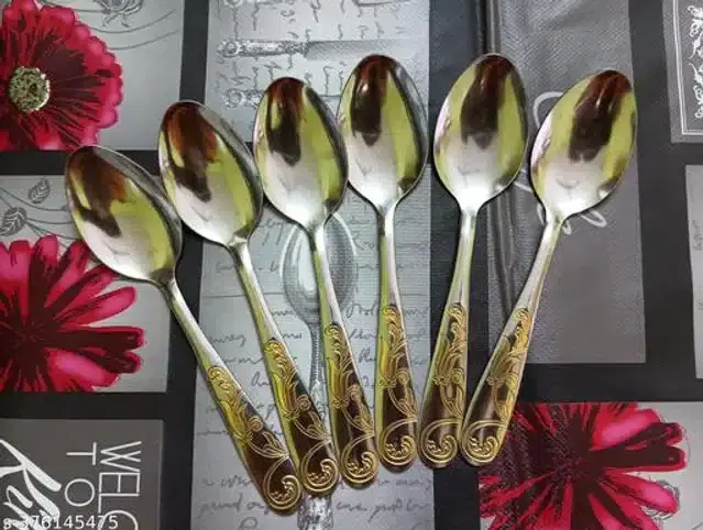 Stainless Steel Spoons, Silver, Pack of 6