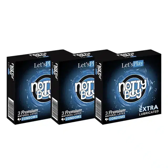 Notty Boy 3 Pcs Let's Play Extra Lubricated Condoms for Men, Set of 3