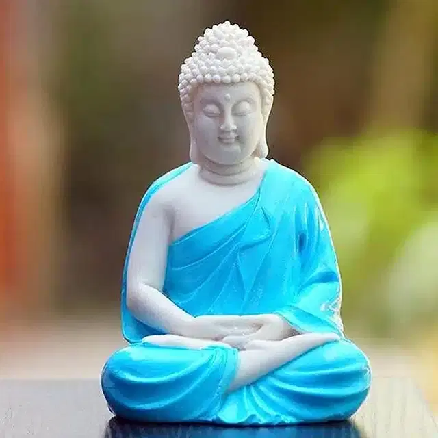 Lord Gautam Buddha Idol for Living Room, Blue, 5.5 Inches