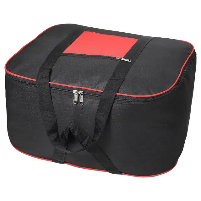 TerraHome x Double-R Polyester Storage Bag Organizer With Front Zipper Pocket Strong Handle - (Black & Red)