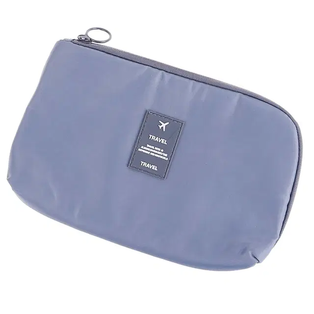 Canvas Portable Accessories & Cosmetics Storage Pouch, Grey