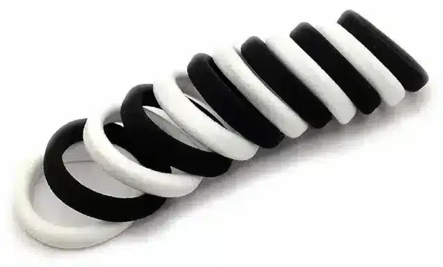 Ponytail Holders Hair Elastic Rubber Bands Hair Band (Black, White)