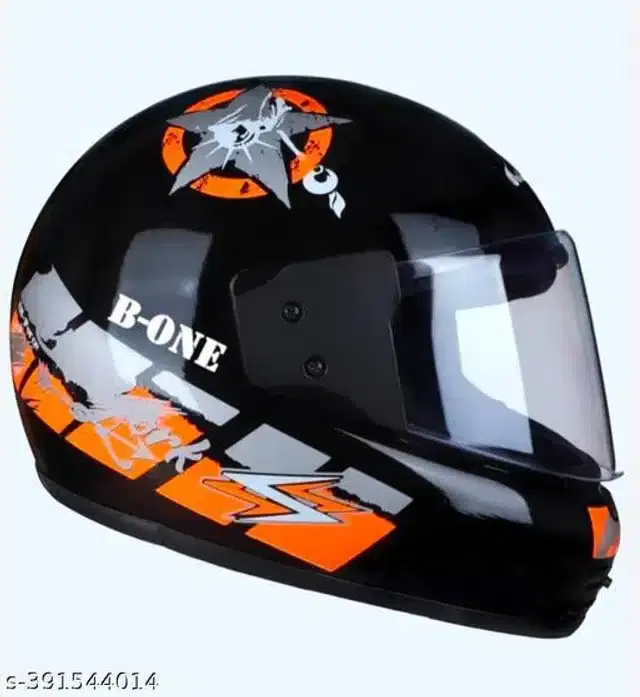 Full Face Helmet for Men & Women, Black & Orange