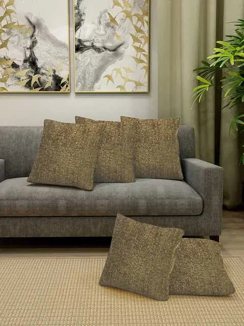 Klotthe Abstract Polycotton Cushion Covers, Brown, 30X30 Cm, Set of 5, K-14