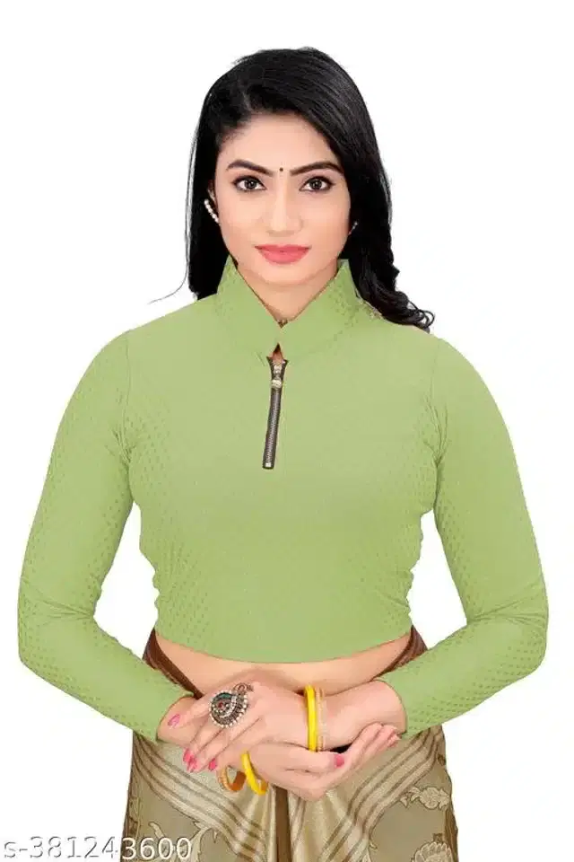 Three-Quarter Sleeves Blouse for Women (Green, 32)