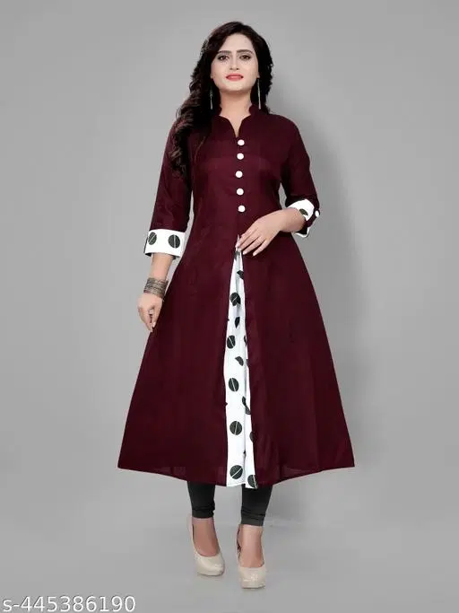 Solid Kurti for Women (Maroon, M)