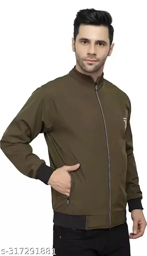 PU Jacket for Men (Olive, L)