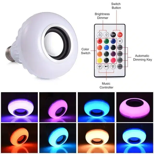 Plastic Earphonix Smart Led Music Light Bulb With Bluetooth Remote Controller, Multicolor, Dv-27
