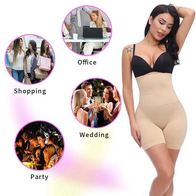 Women’s Cotton Lycra Tummy Control 4-in-1 Blended High Waist Tummy & Thigh Shapewear (S297)