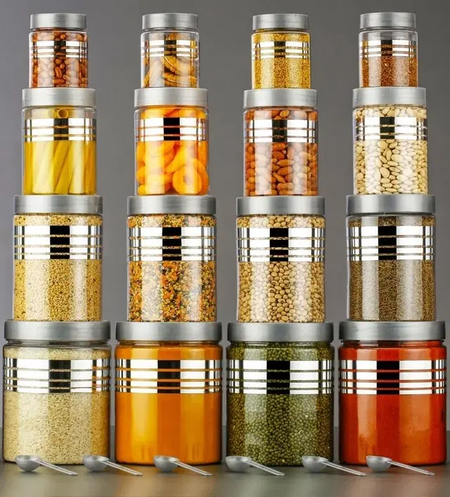 Silverline Containers Set of 16, 1200ml,650ml,350ml,250ml