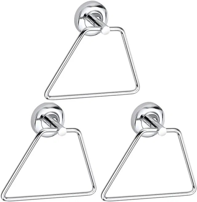 Stainless Steel Multipurpose Towel Ring with Wall Flange, Silver, Set of 3