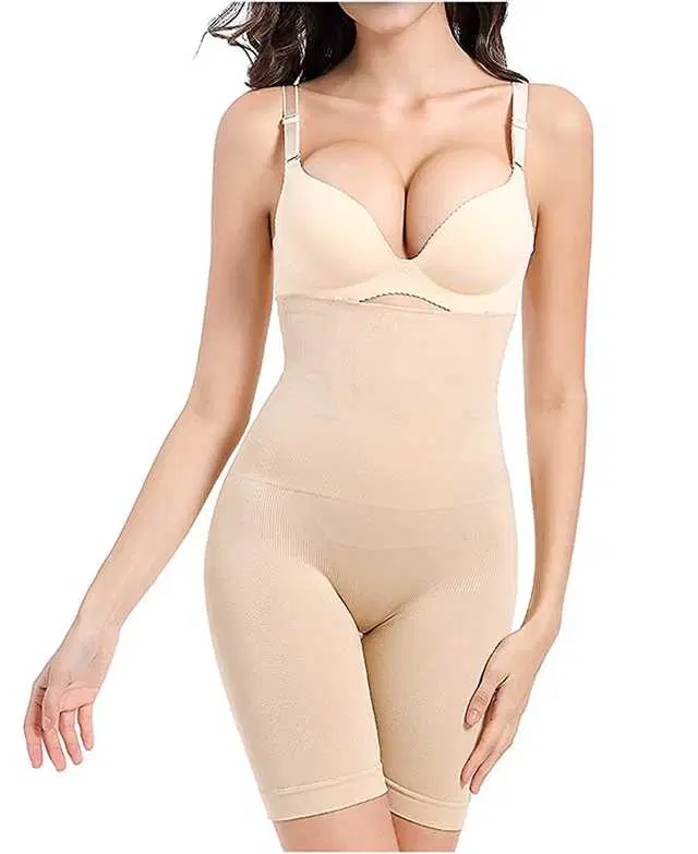Women’s Cotton Lycra Tummy Control 4-in-1 Blended High Waist Tummy & Thigh Shapewear (S473)