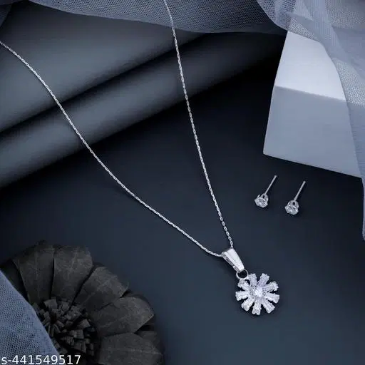 Pendant and Earrings Set for Women (White, 1)