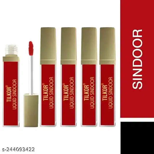 Til Kor Liquid Sindoor, Maroon, 10 ml, Pack of 5