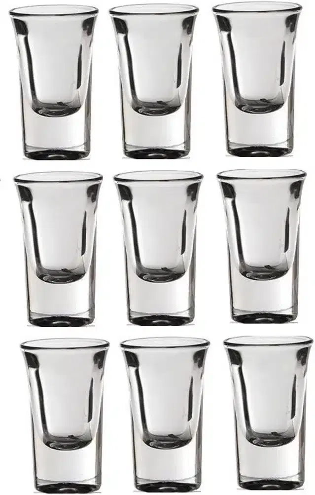 Liquor cum Cocktail Glasses, Transparent, 30 ml, Pack of 9