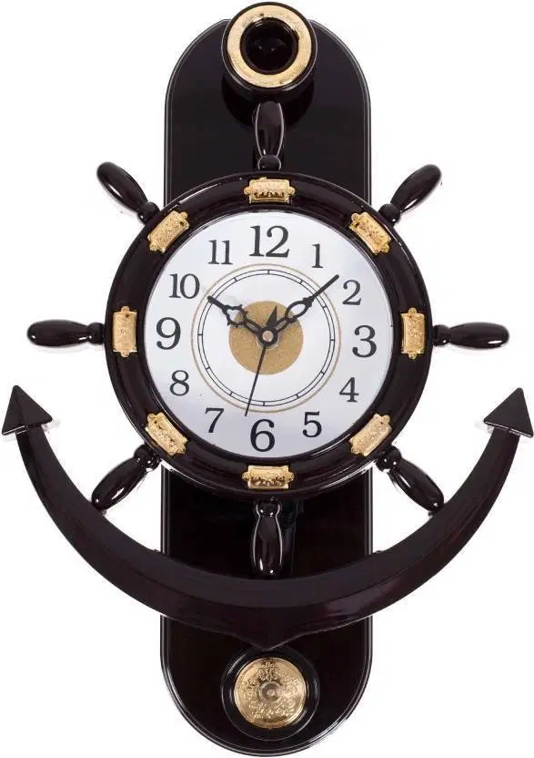 Khatu Crafts Pendulum Cherry Analog Wall Clock, Plastic, 25x25 cm