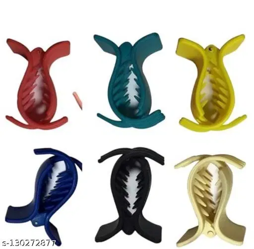 Plastic Hair Clutcher for Women & Girls, Pack of 6 (Multicolor)