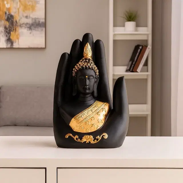 Palm Budha Polyresin Idols 11L X7Wx17 Cm