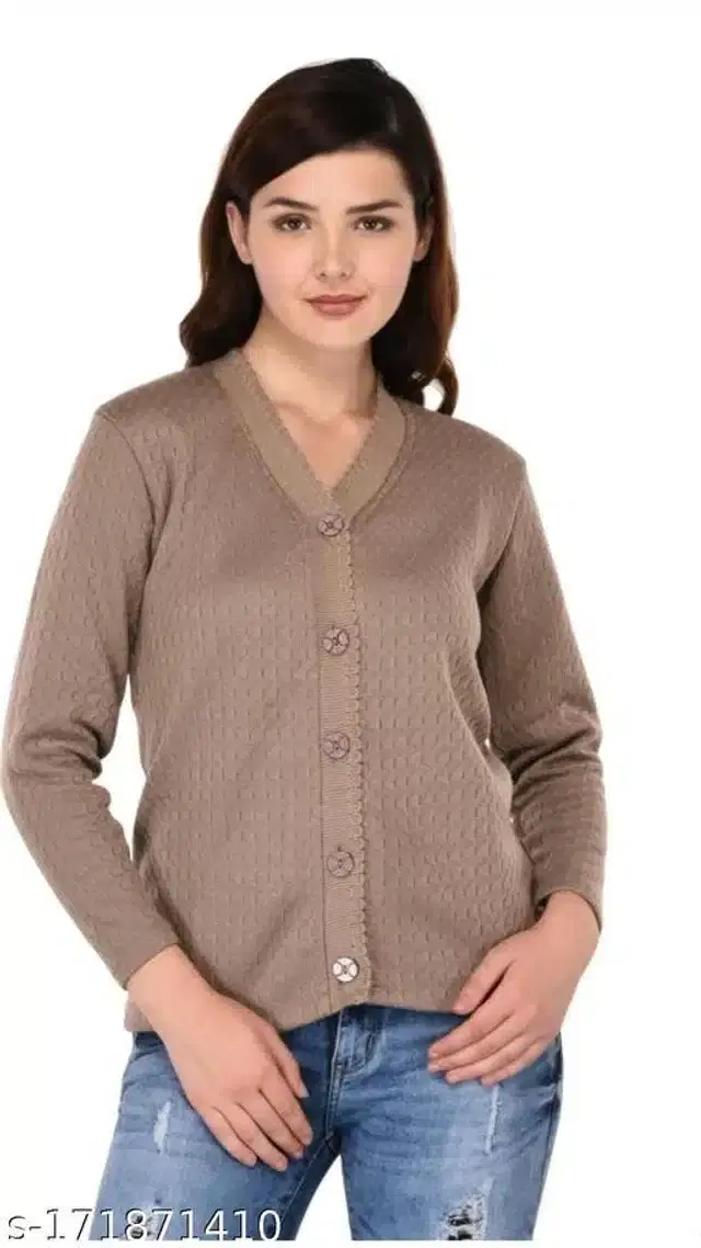 Acrylic Sweater for Women (Brown, M)