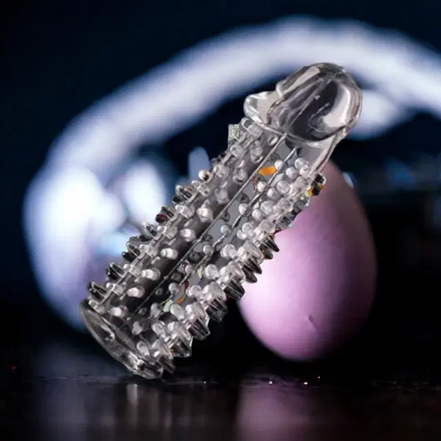 A R Silicone Crystal Dotted Condom for Men, Transparent