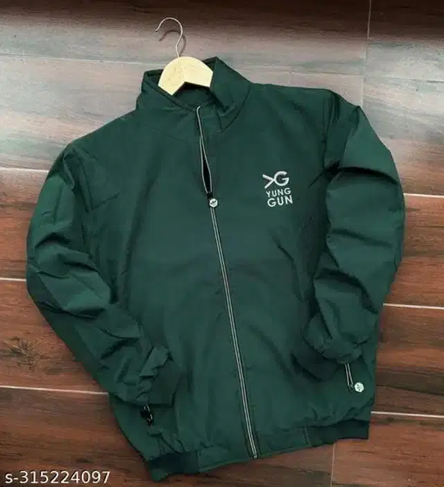 Polyester Jacket for Men (Green, L)