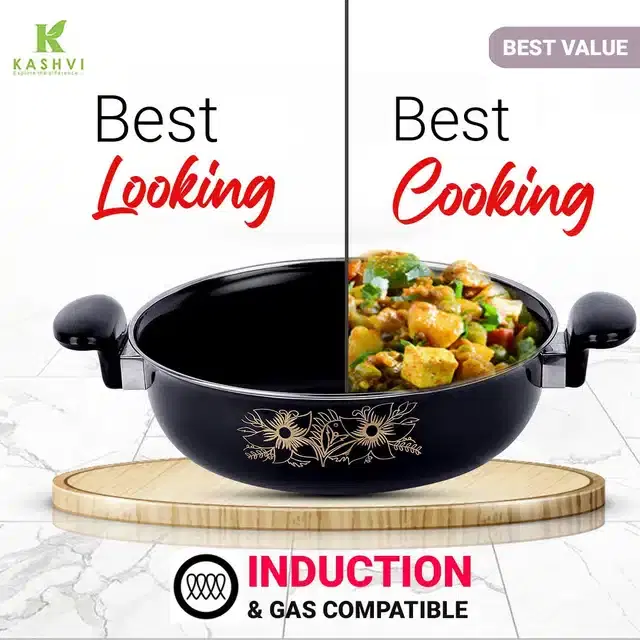 Non Stick Kadai, Black, 3.5 L